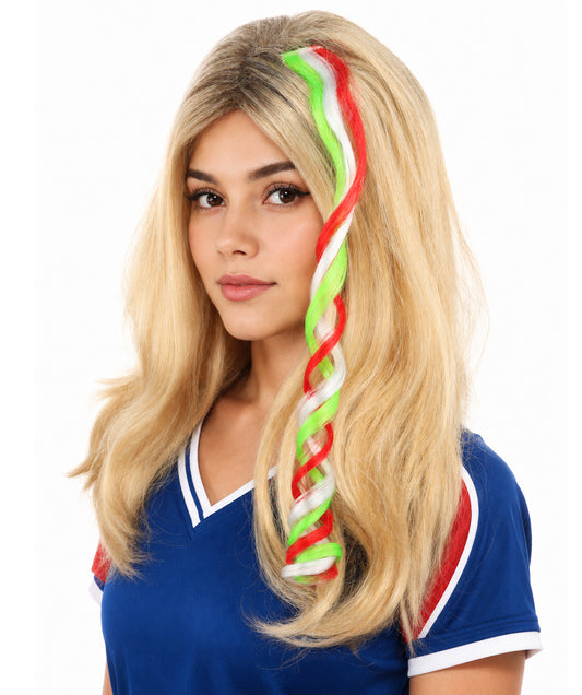 Adult Women's National Flag Hair Streak | Crafted from Flame-retardant Synthetic Febric with a textured spiral construction | Ideal for theater, drag, and costume events