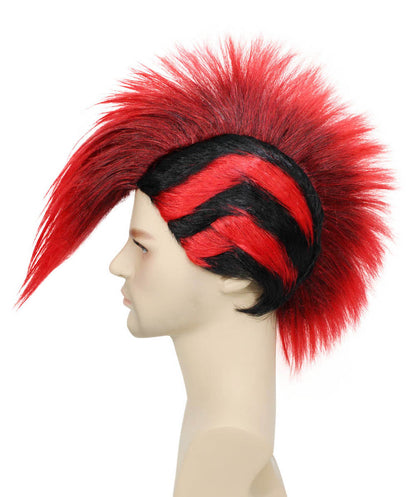 Albania Flag Mohawk Red and Black Wig