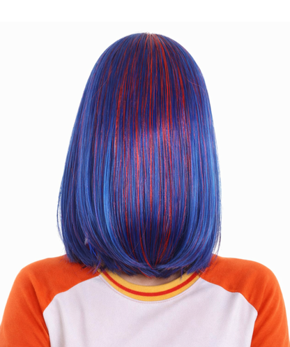 Bright Blue Bob with Blue Tinsel | Sparkly Celebrity Halloween Wig | Premium Capless Cap