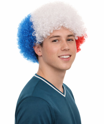 Chile Flag Afro Multicolor Wig