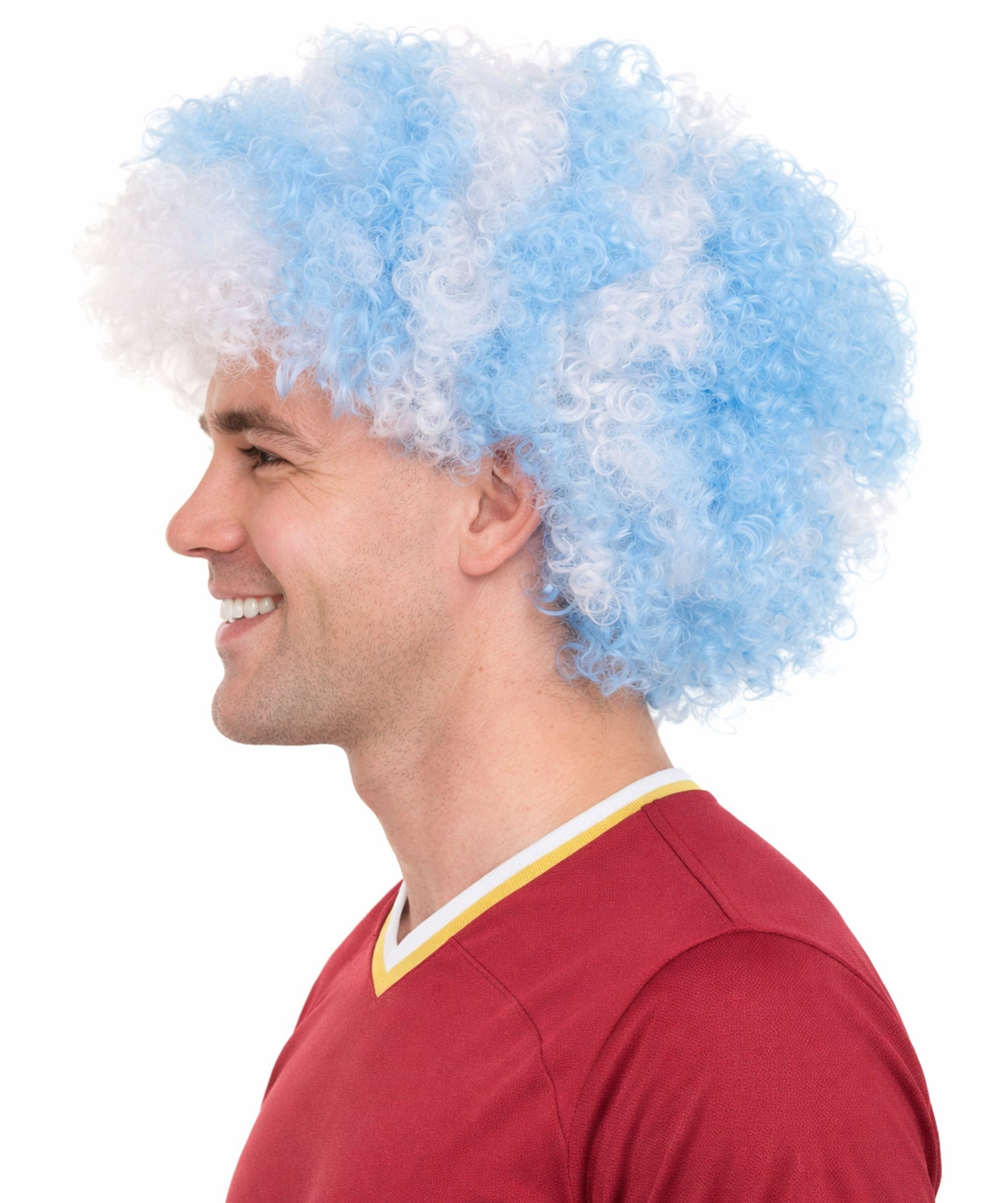 Greece Flag Afro  Blue and White Wig