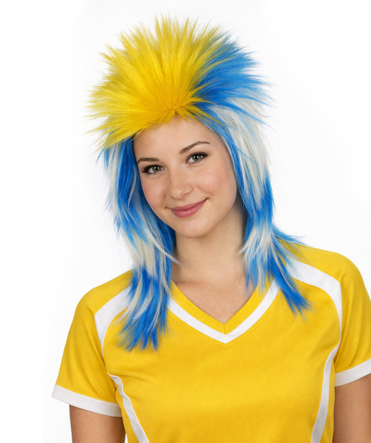 Uruguay Flag 80's Mullet Multicolor Wig