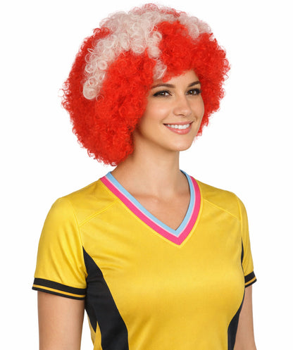 Denmark Flag Afro Red and White Wig
