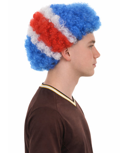 Costa Rica Flag Afro Multicolor Wig