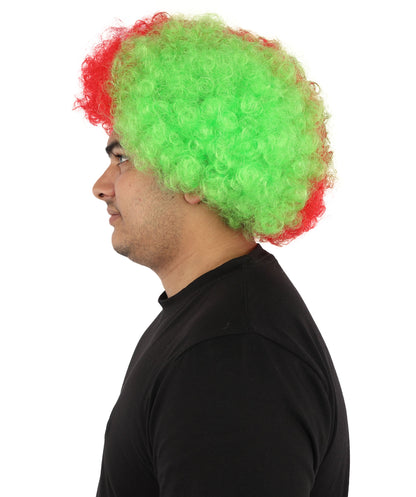 HPO Adult Tri Tone Sports Wig | Voluminous Kinky Afro Style Standard Cap Construction | Six Nations Championship Game Spirit Week Prop