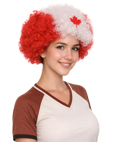Canada Flag Afro Red and White Wig