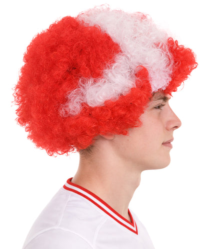 Denmark Flag Afro Red and White Wig