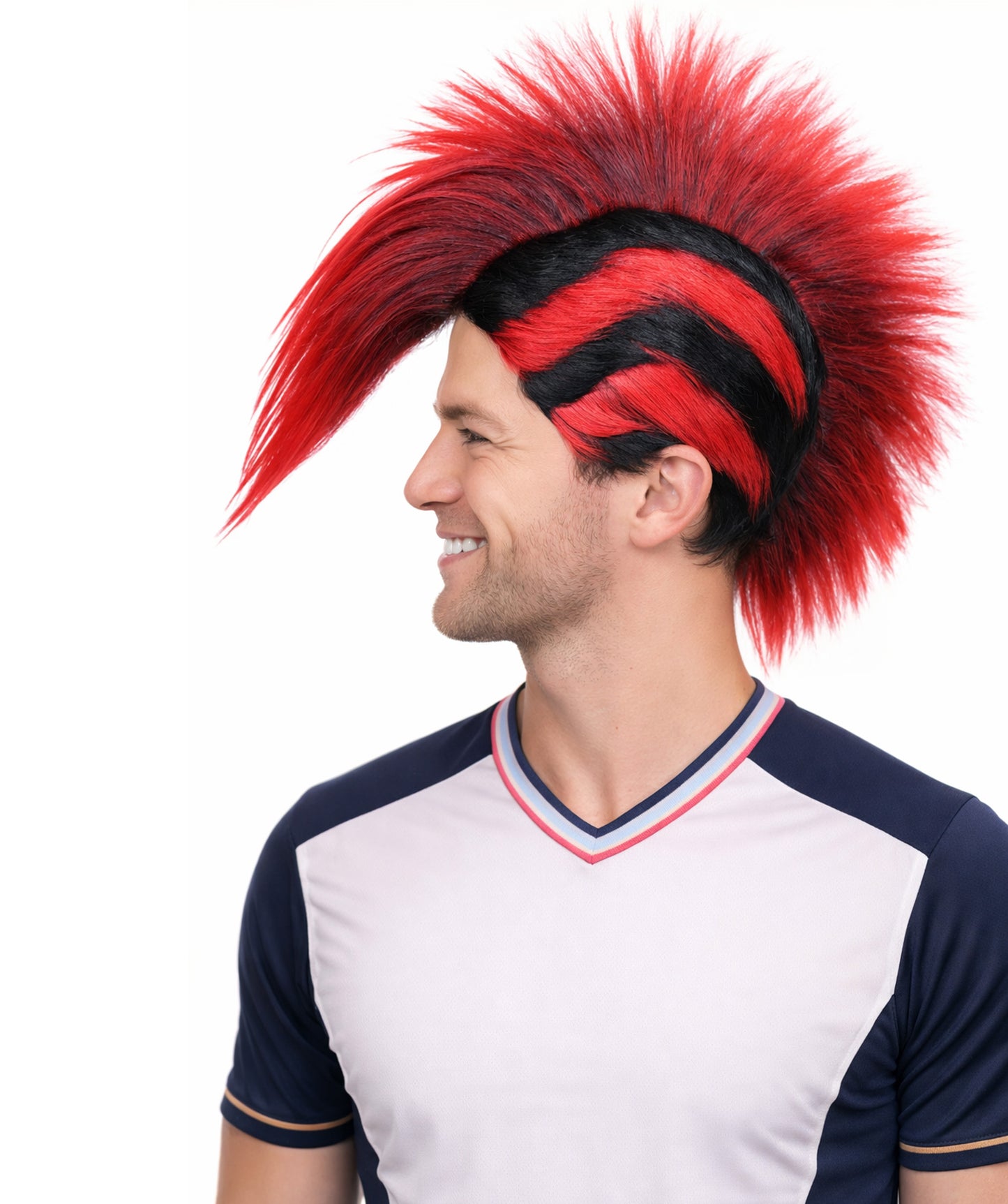 Albania Flag Mohawk Red and Black Wig