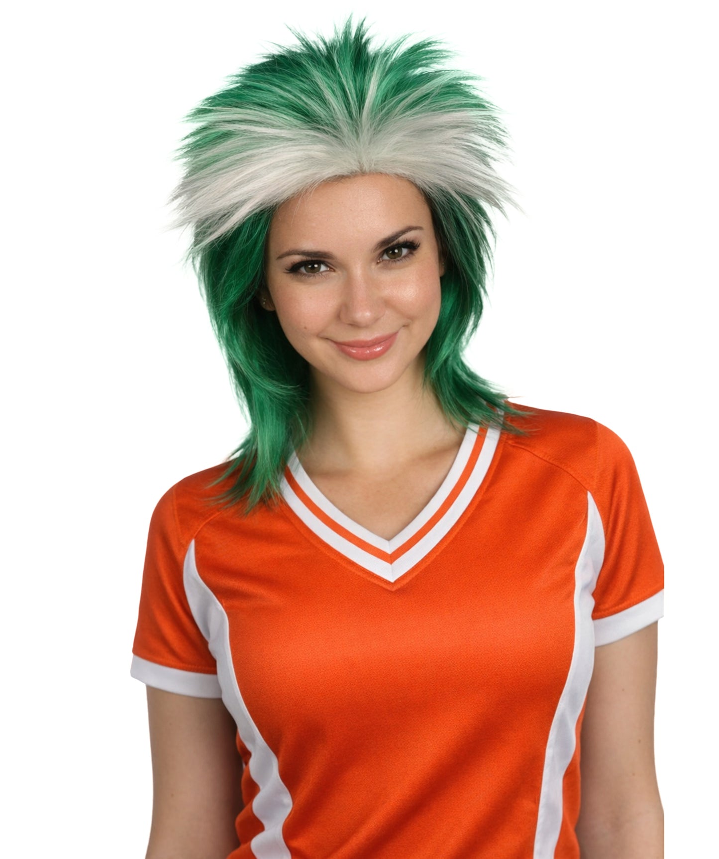 Saudi Arabia Flag 80's Mullet White and Green Wig