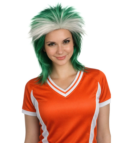 Saudi Arabia Flag 80's Mullet White and Green Wig