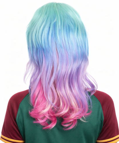 Women's Shoulder Length Wavy Bisexual Flag Multi Color Wig - Capless Cap Design