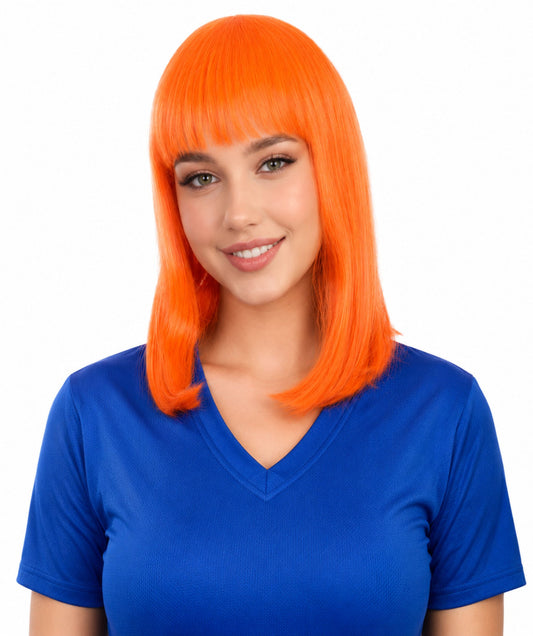 Pageboy Orange Wig | Party Ready Fancy Cosplay Halloween Wig | Premium Breathable Capless Cap