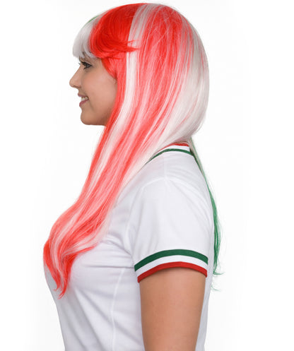 Mexico Flag Long Bob Multicolor Wig