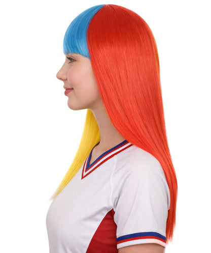 Colombia Flag Long Bob Multicolor Wig
