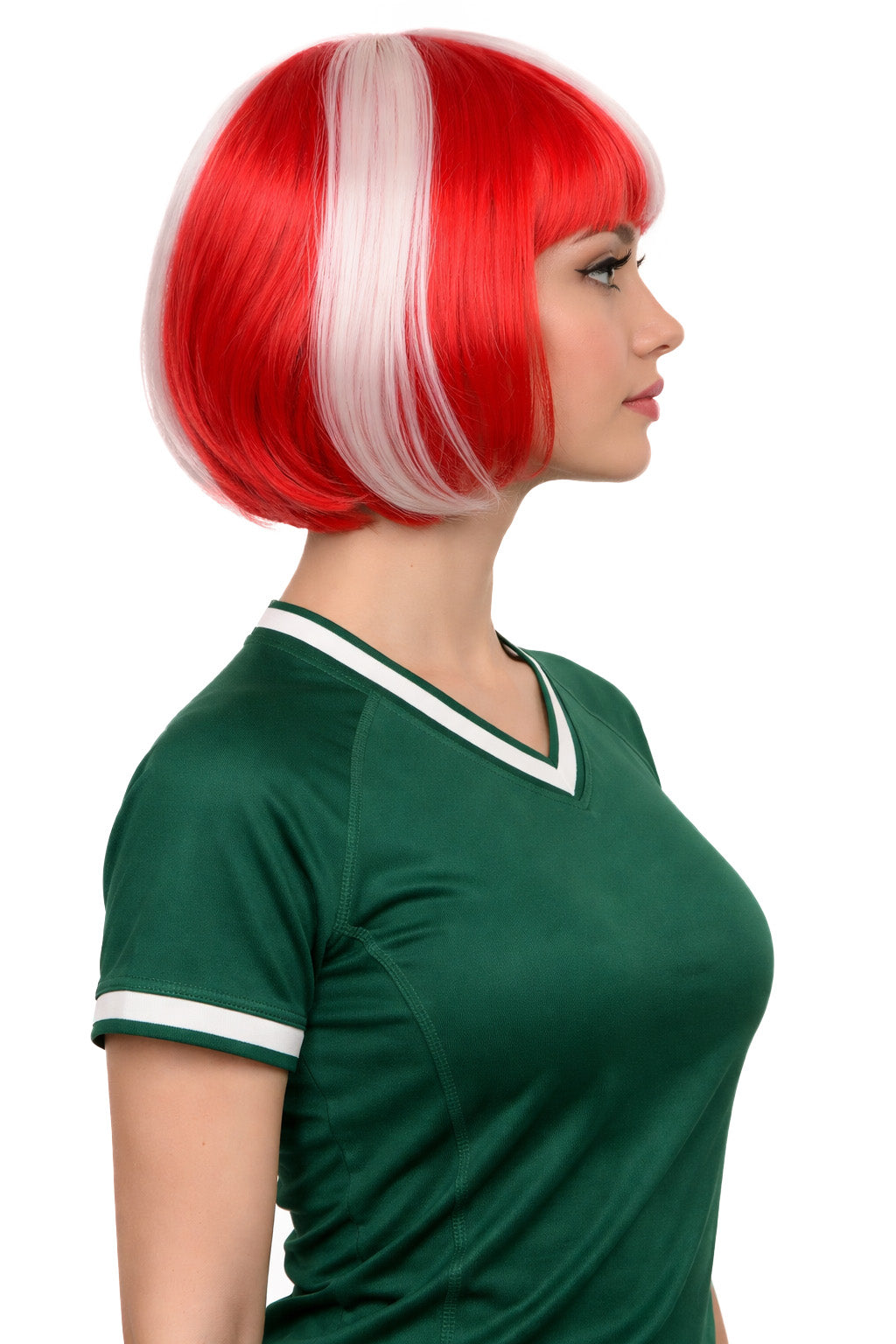 Denmark Flag Bob Red and White Wig