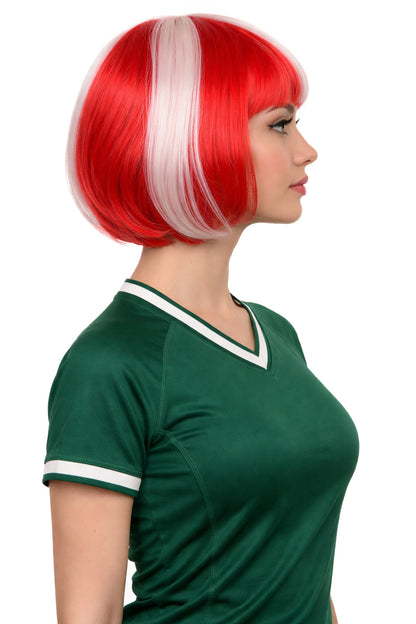Denmark Flag Bob Red and White Wig
