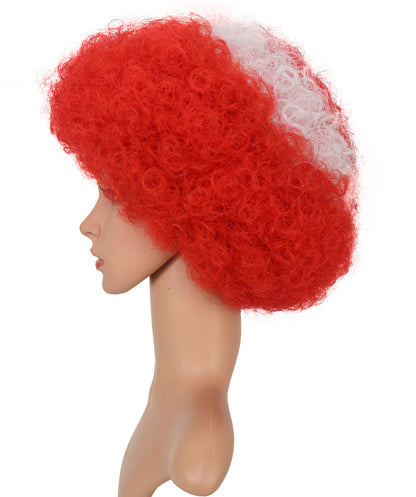 Turkey Flag Red & White Clown Afro Wig