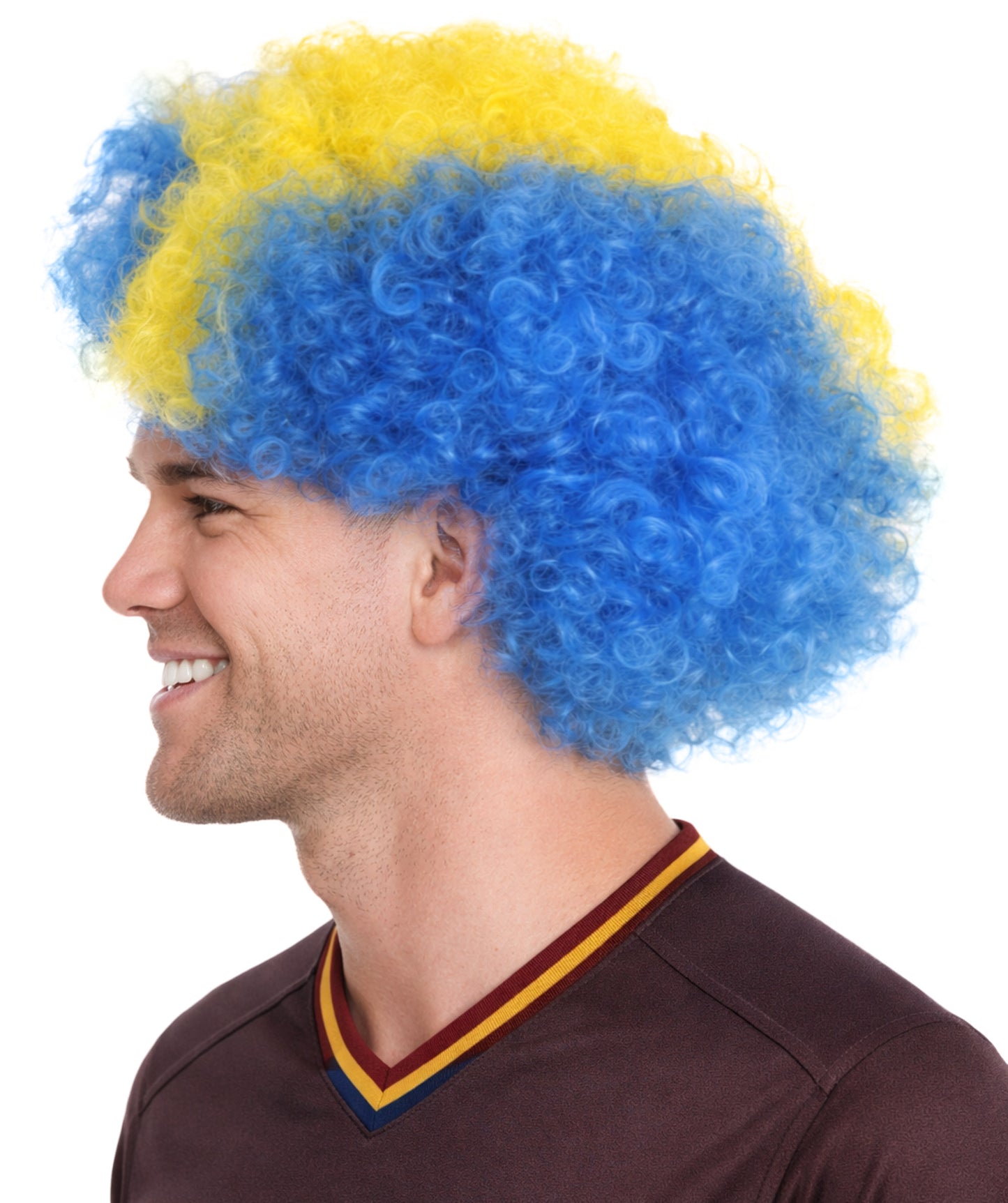 Bosnia and Herzegovina Afro Blue and Yellow Wig