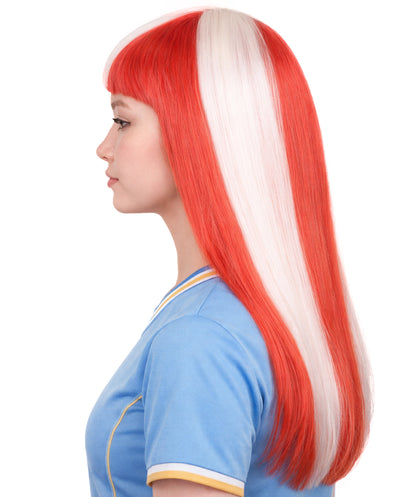Denmark Flag Long Bob Red and White Wig