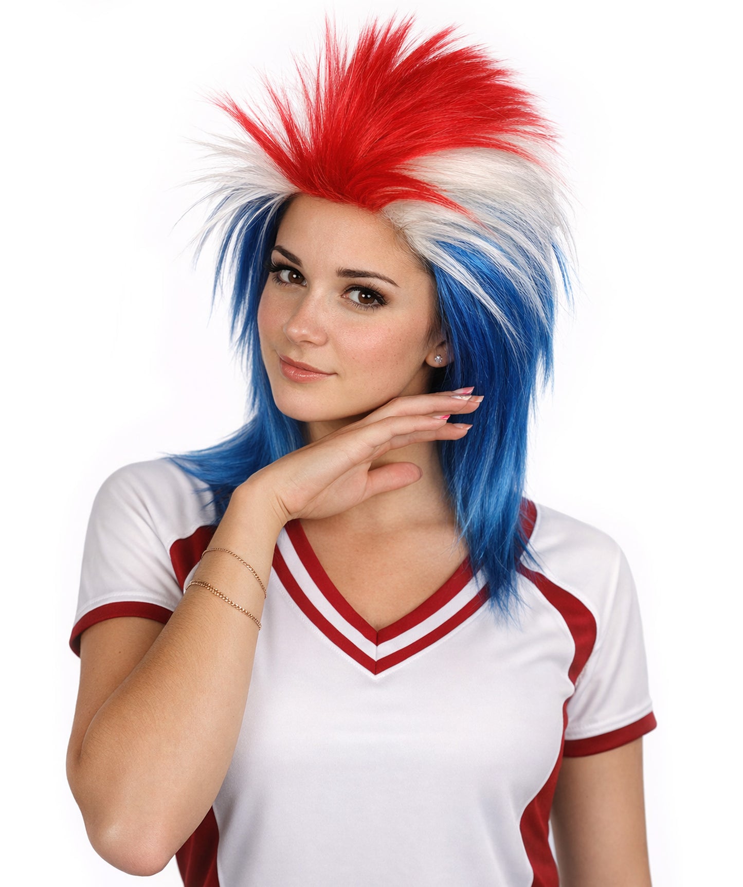 Iceland Flag 80's Mullet Multicolor Wig