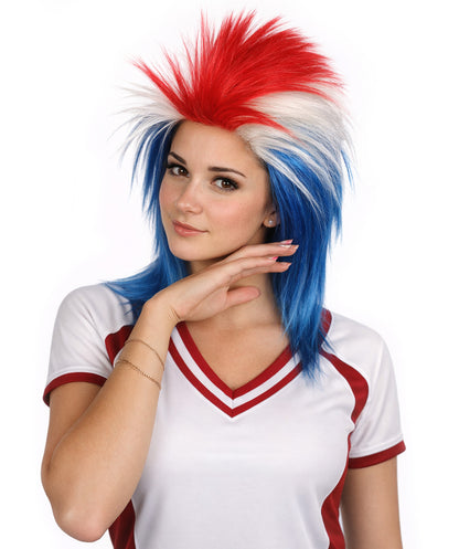 Iceland Flag 80's Mullet Multicolor Wig