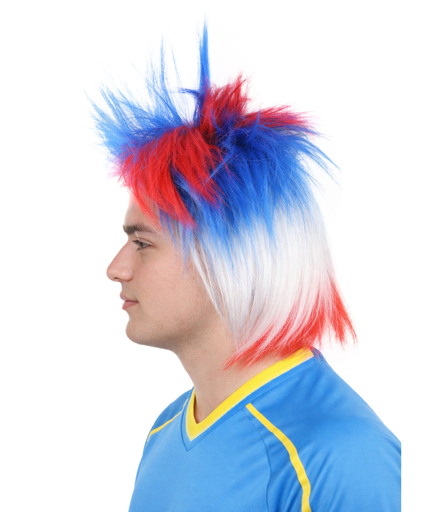 Adult Mens Patriotic Crazy Wig | Celebrity Wig | Premium Breathable Capless Cap