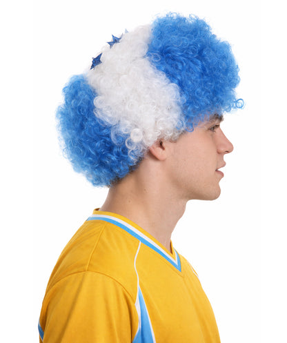 Honduras Flag Afro Blue and White Wig