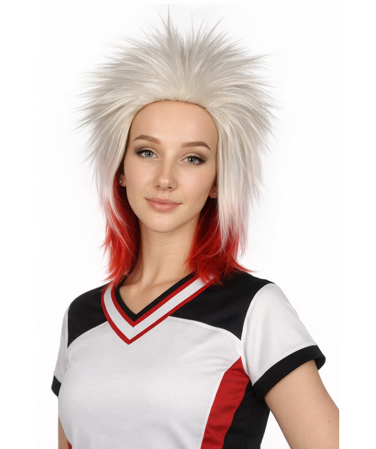 Poland Flag 80's Mullet White and Red Wig