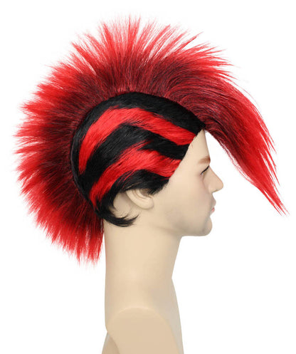 Albania Flag Mohawk Red and Black Wig