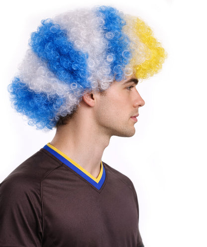 Uruguay Flag Afro Multicolor Wig