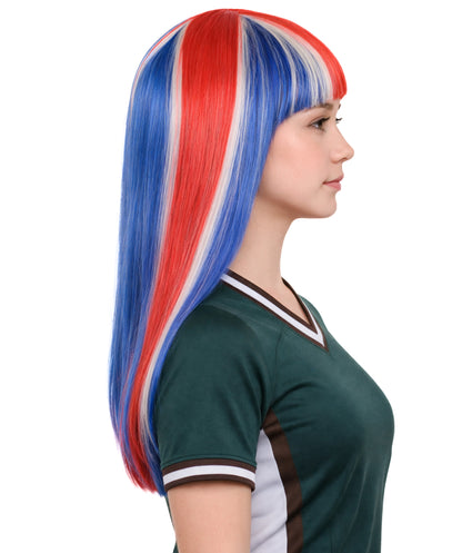 Iceland Flag Long Bob Multicolor Wig