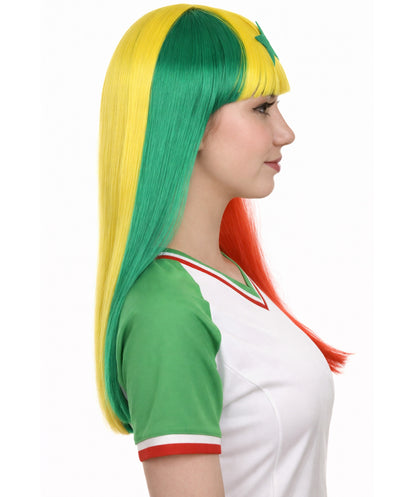 Senegal Flag Long Bob Multicolor Wig