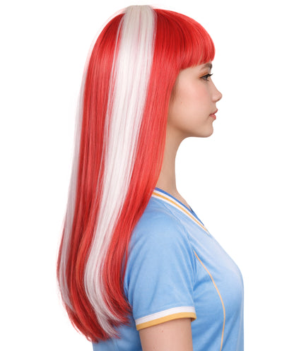 Denmark Flag Long Bob Red and White Wig