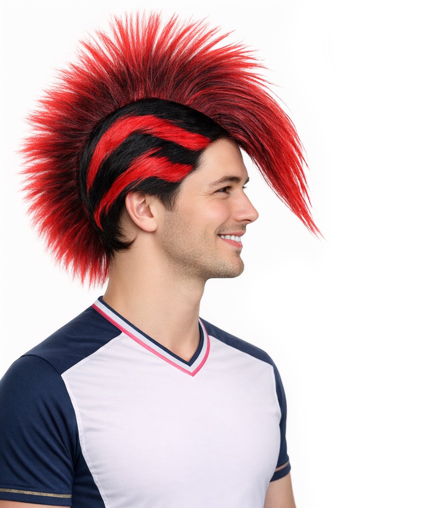 Albania Flag Mohawk Red and Black Wig