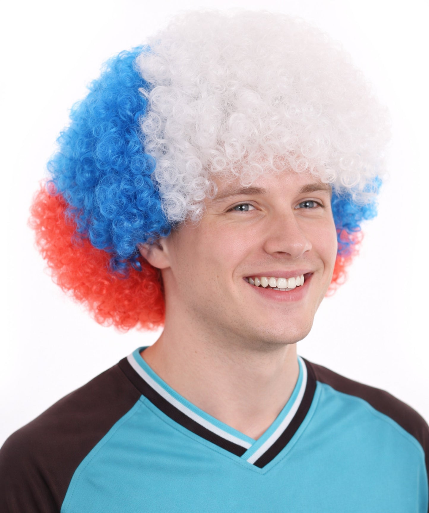France Flag Afro Multicolor Wig
