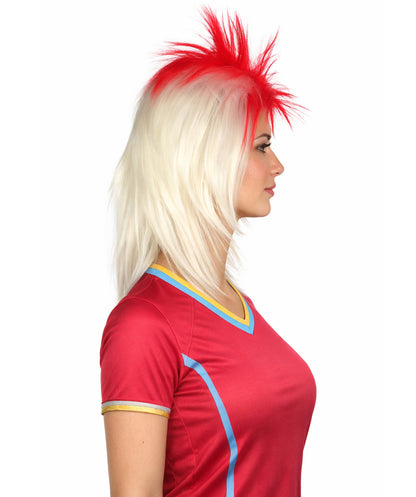 Japanese Flag 80's Mullet Red and White Wig