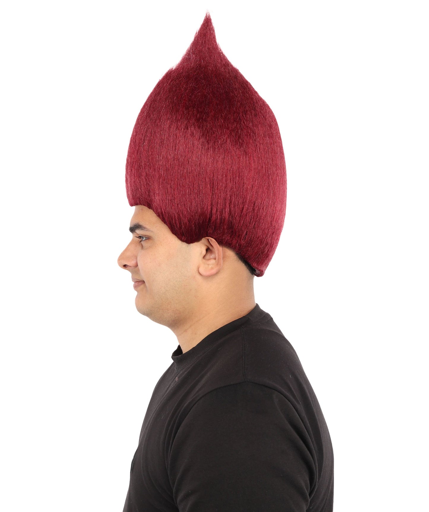 HPO Adult Unisex Qatar Flag-Inspired Maroon & White Sport Troll Wig Troll Wig – Spiky Synthetic Hair with Capless Cap | Ideal for Sports, Cosplay, and National Events