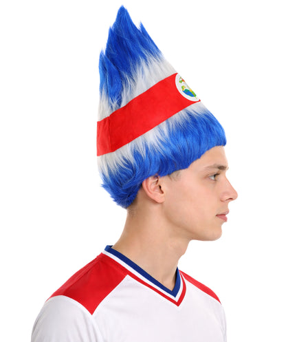 Costa Rica Flag Troll Multicolor Wig
