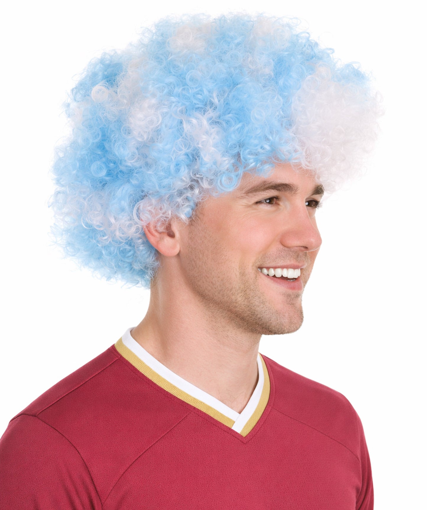 Greece Flag Afro  Blue and White Wig