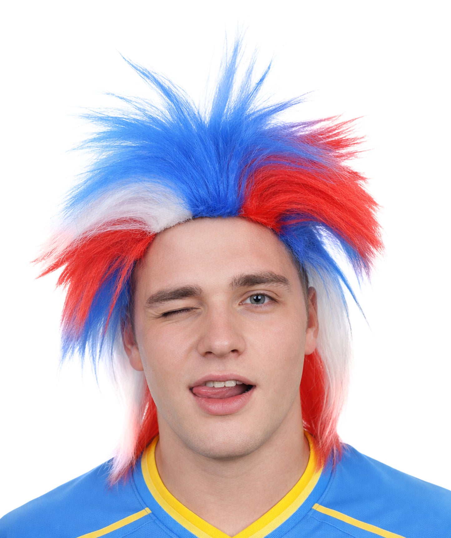 Adult Mens Patriotic Crazy Wig | Celebrity Wig | Premium Breathable Capless Cap