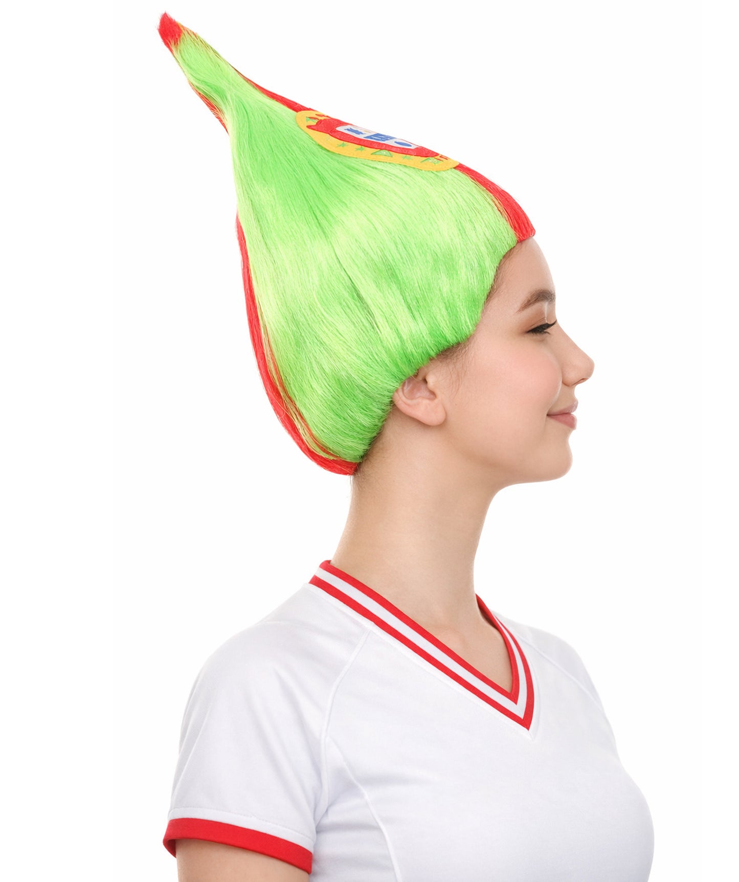 Portugal Flag Sports Troll Green & Red Wig