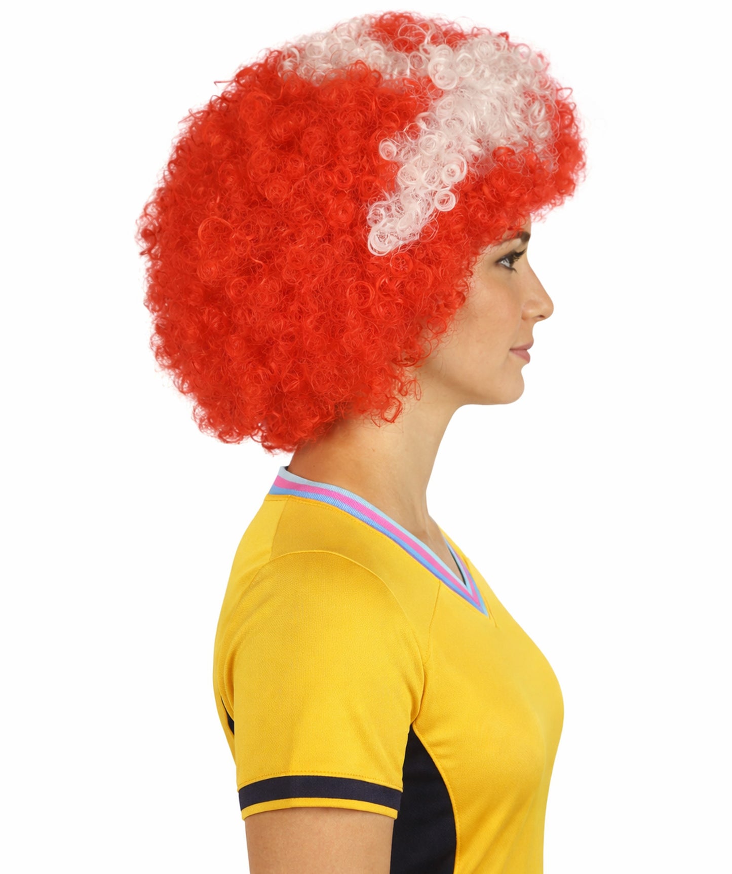 Denmark Flag Afro Red and White Wig