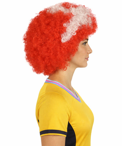 Denmark Flag Afro Red and White Wig