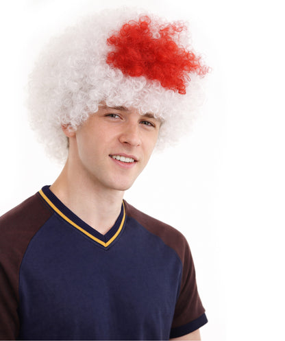 Japan Flag Afro Red and White Wig