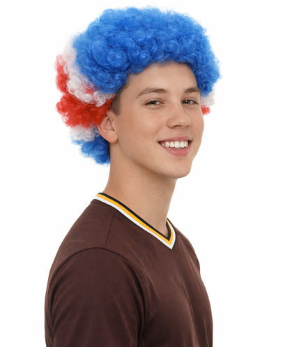 Costa Rica Flag Afro Multicolor Wig