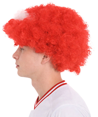 Denmark Flag Afro Red and White Wig