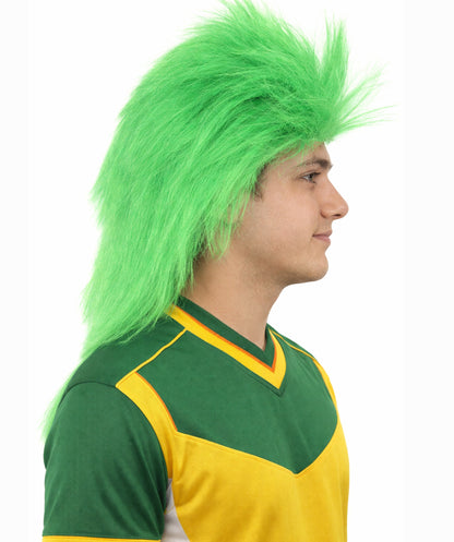Green and White Split Color Spiky Mullet Style Sports Wig |