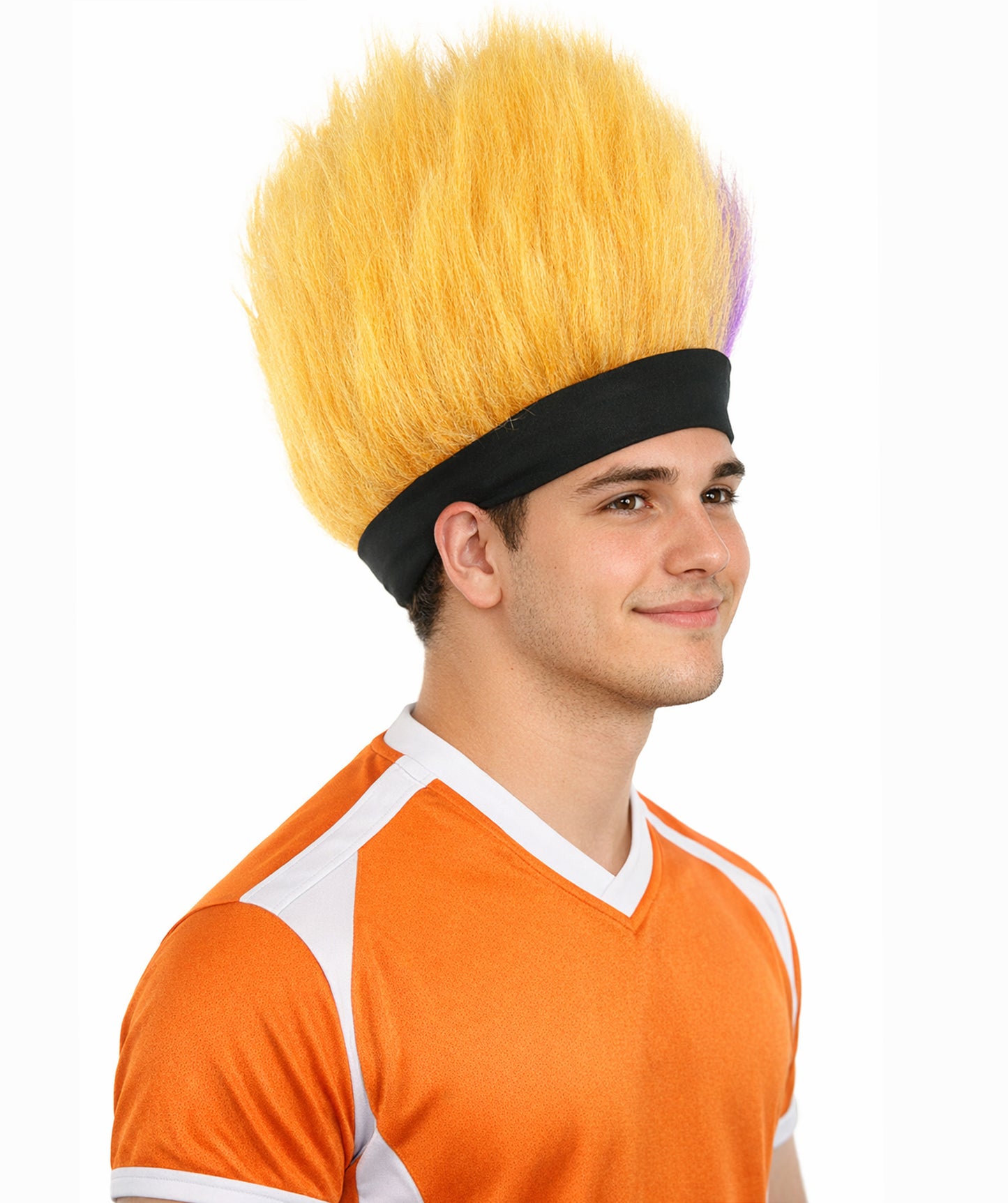 Men's Purple and Golden Spiky Mohawk Style Wig |