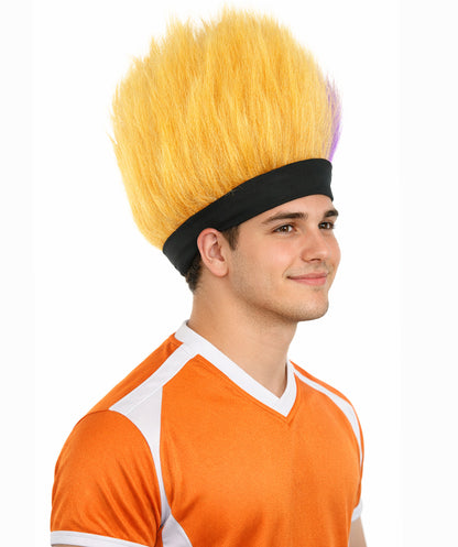 Men's Purple and Golden Spiky Mohawk Style Wig |
