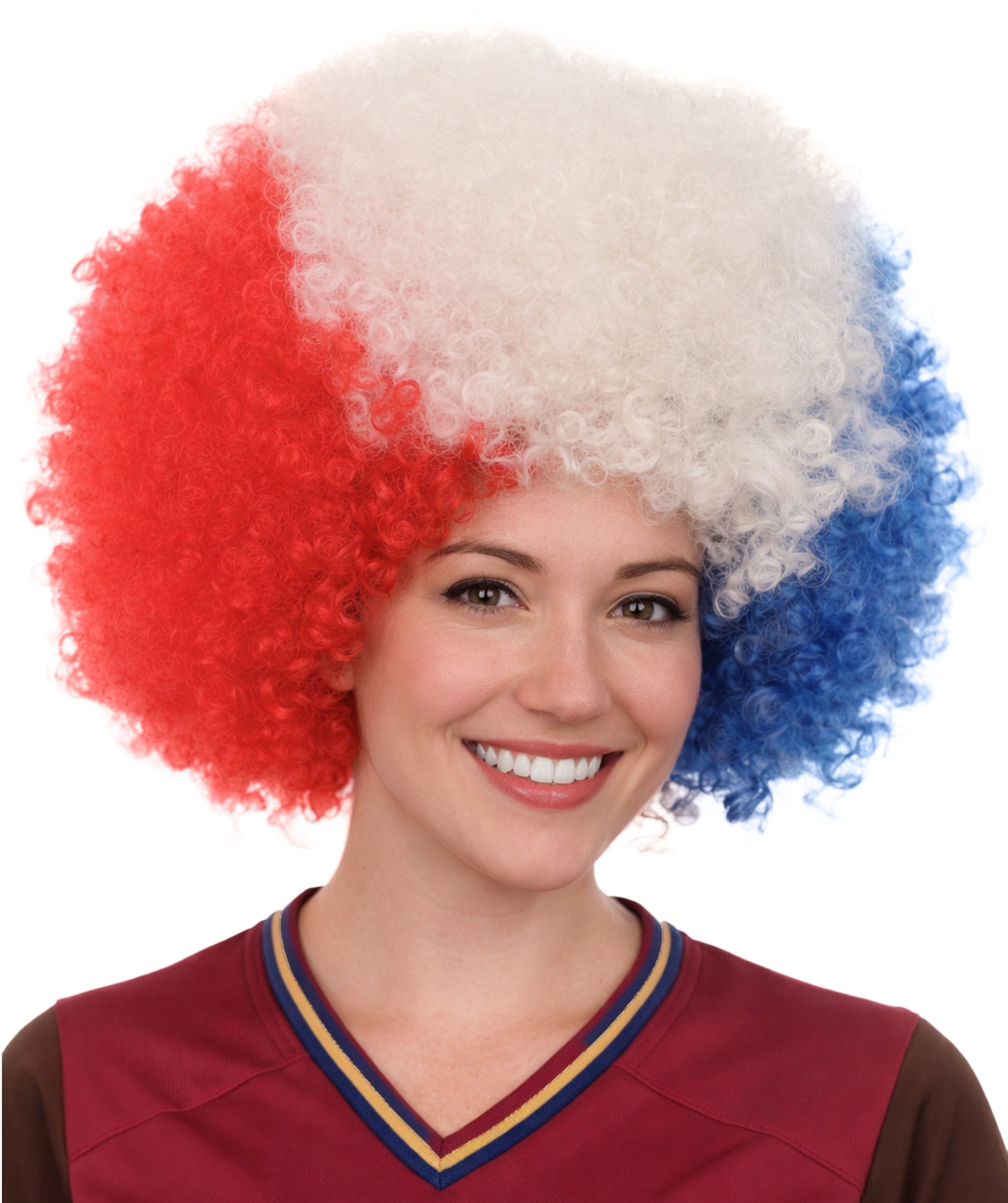 France Flag Afro Multicolor Wig